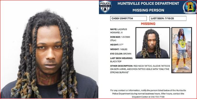 Body of Missing 25-Year-Old Lazarus Howard III Found in Huntsville; Kylan Haley Charged